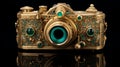 Elegant Gold Camera With Emeralds: A Timeless Masterpiece