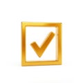 Elegant gold-colored checkmark button on a white background Royalty Free Stock Photo