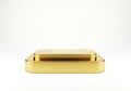 Elegant gold colored rectangular object on white background Royalty Free Stock Photo