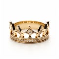 Elegant Gold Crown Ring With Diamond Accents