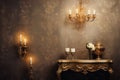 Elegant gold damask wallpaper bringing a sense of