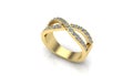 Elegant Gold Diamond Crossover Ring Royalty Free Stock Photo