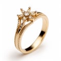 Elegant Gold Engagement Ring With Diamond Flower Design