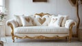 Elegant Gold Frame Loveseat With Heart Pillows Royalty Free Stock Photo