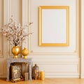 Elegant Gold Frame Mockup Interior Design Home Decor Luxury Room Setting Royalty Free Stock Photo