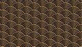 Elegant gold Japanese waves pattern. Art deco style. Luxury circle line backgrounds