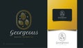 Elegant Gold Leaf Logo in Minimalist Line Style, for Spa, Cosmetics, Beauty, Florists and Fashion