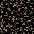 Elegant gold leaf pattern on black background Royalty Free Stock Photo