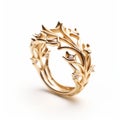 Elegant Gold Leaf Ring With Diamonds - Inspired By Zena Holloway\'s Ornamental Structures