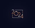 Elegant gold 2024 numbers logo design for upscale celebrations, premium dark sophistication with luminous details. Ideal