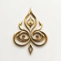 Elegant gold ornamental design on white background with intricate swirls