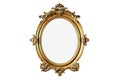 Elegant gold oval mirror with intricate frame design. Perfect for interior design projects Royalty Free Stock Photo