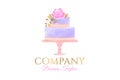 Elegant Gold and Pastel Cake Logo Design