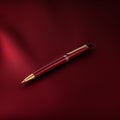 Elegant Gold Pen On Red Surface - Photorealistic Composition