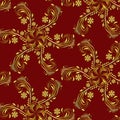 Elegant gold & red seamless vector pattern.