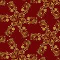 Elegant gold & red seamless vector pattern. Royalty Free Stock Photo