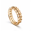 Elegant Gold Ring With Curved Leaves Inspired By Crown