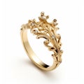 Elegant Gold Ring With Diamond Center - Inspired By Crown