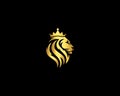 Elegant Gold Royal Lion Crown Logo Design Template.