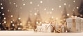 Elegant Gold and Silver Christmas Decorations and Present, AI Generated Royalty Free Stock Photo