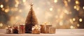 Elegant Gold and Silver Christmas Decorations and Present, AI Generated Royalty Free Stock Photo