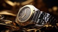 Elegant Gold And Silver Sci-fi Baroque Watch - Uhd Image