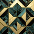 Elegant Gold And Teal Marble Tile Pattern With Cubist Geometries Royalty Free Stock Photo