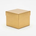 Elegant gold-toned textured box with lid placed on a plain background Royalty Free Stock Photo