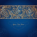 Elegant gold vector card template on dark blue background Royalty Free Stock Photo