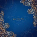 Elegant gold vector card template on dark blue background Royalty Free Stock Photo