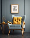 Exquisite Golden Armchair with Unique Photo Frame - An Expression of Luxurious Comfort and Artistry Royalty Free Stock Photo