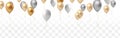 Elegant golden balloon Happy Birthday celebration card banner template, Balloons isolated on transparent background Royalty Free Stock Photo