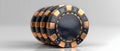 Elegant Golden-Black Poker Chip Stack on Pristine Backdrop. Concept Casino Night, Poker Chip Stack,