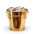 Elegant Golden Bucket with Ice Cubes. Generative ai