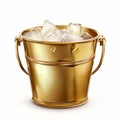 Elegant Golden Bucket with Ice Cubes. Generative ai Royalty Free Stock Photo
