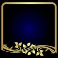 Elegant golden floral Frame on blue. Royalty Free Stock Photo