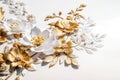 Elegant golden flower embroidery elements. Generative AI