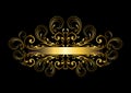 Elegant golden frame with original ribbon with curls and a beads Royalty Free Stock Photo