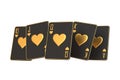 Elegant Golden Hearts Royal Flush on White