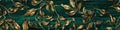 Elegant golden leaf pattern on teal background for decorative banners and design. AI Royalty Free Stock Photo
