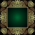 Elegant golden ornamental Frame on dark green