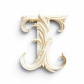 Elegant Golden Ornate Letter T On White Background Royalty Free Stock Photo