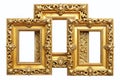 Elegant Golden Ornate Picture Frames on a Pristine White Background A Rule of Thirds Composition for Stunning Visual Royalty Free Stock Photo