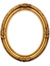 Elegant Golden Oval Picture Frame Isolated on White. Generative ai Royalty Free Stock Photo