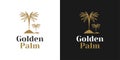 Elegant Golden Palm Tree Logo Design Template. Coconut Tree Tropical Design Illustration Royalty Free Stock Photo