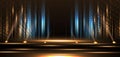 Elegant golden stage vertical glowing with lighting effect sparkle on black background