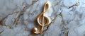 Elegant Golden Treble Clef on Luxe Marble. Concept Music, Golden, Treble Clef, Elegant, Luxe, Marble