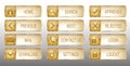 Elegant Golden Vector Web Buttons Icons Set