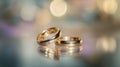 The elegant golden wedding rings reflecting love and commitment on a soft background..AI generated image Royalty Free Stock Photo