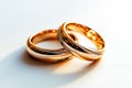 Elegant golden wedding rings symbolizing eternal love and commitment Royalty Free Stock Photo